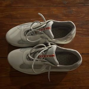 Prada Shoes America's Cup Low Top Sneakers White Leather Men’s Shoes Size 10 Us